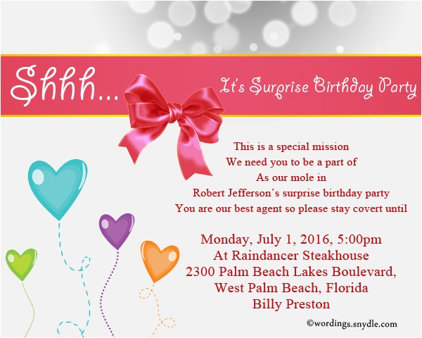 1 Birthday Party Invitation Wording Surprise Birthday Party Invitation Wording Wordings and