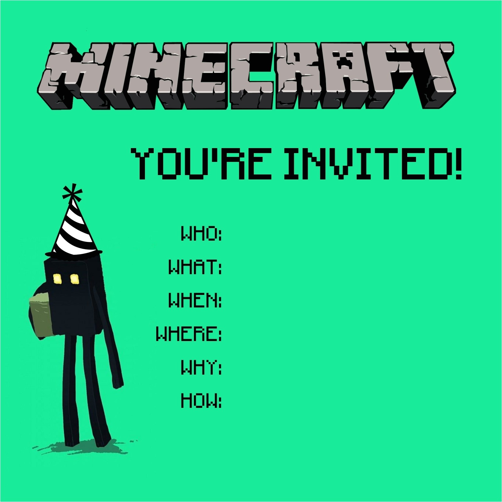 10 Year Old Boy Birthday Party Invitation Wording Ben Ics Minecraft Invitation 1