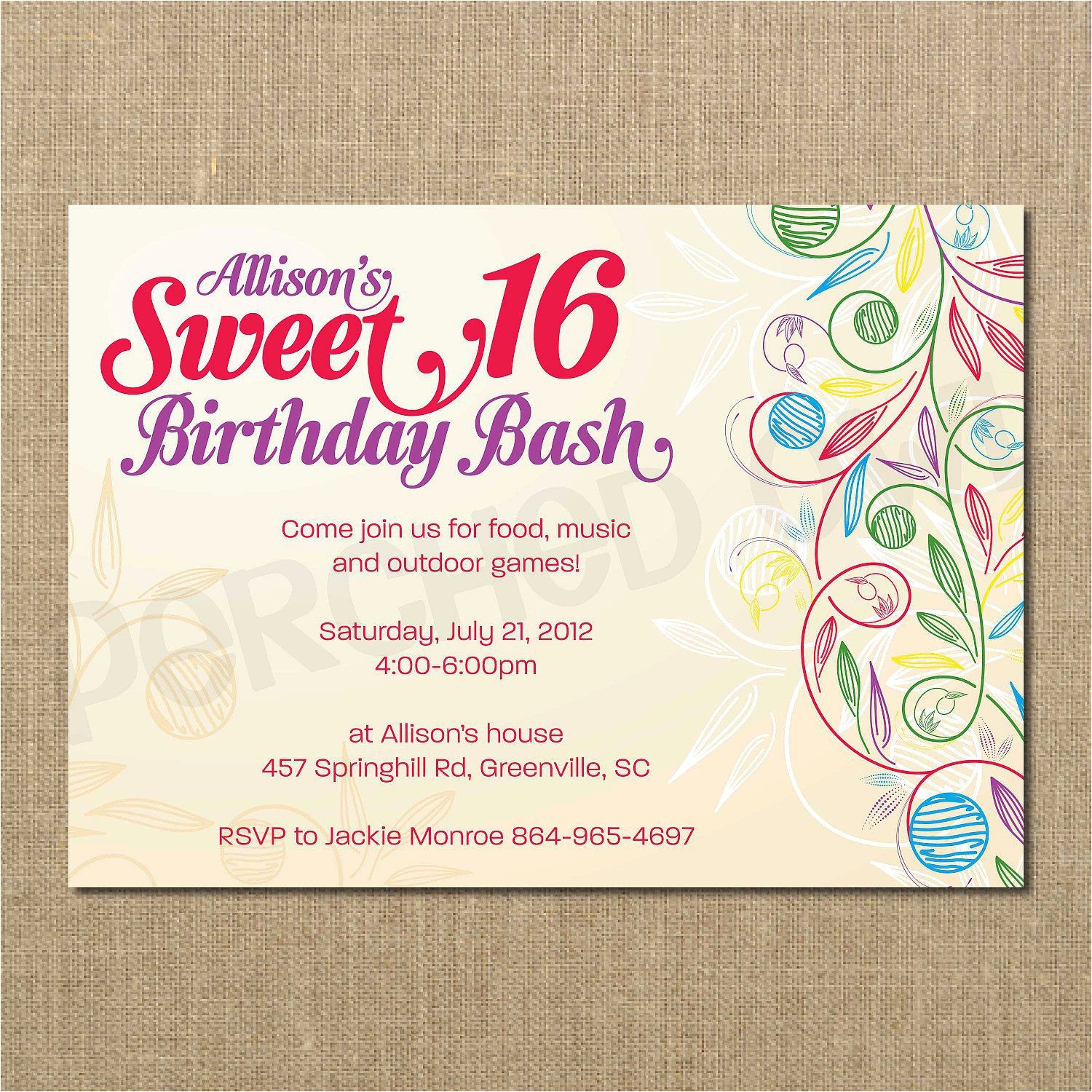 16 Year Old Birthday Party Invitations Sweet 16 Birthday Invitations Templates Free Sweet 16