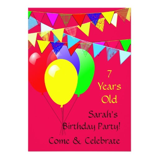 18 Year Old Birthday Party Invitations Kids 7 Year Old Birthday Party 13 Cm X 18 Cm Invitation