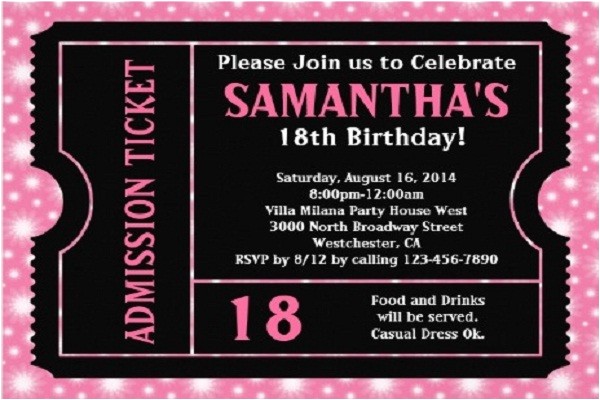 18th Birthday Invitation Sample 18th Birthday Invitations Templates