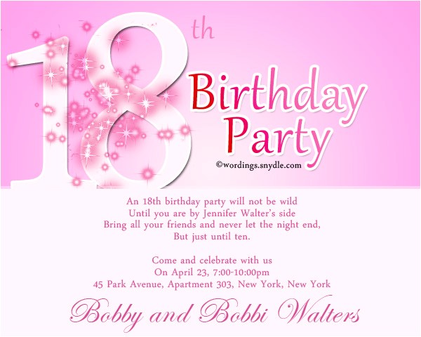 18th Birthday Invitation Sample 18th Birthday Party Invitation Wording Wordings and Messages
