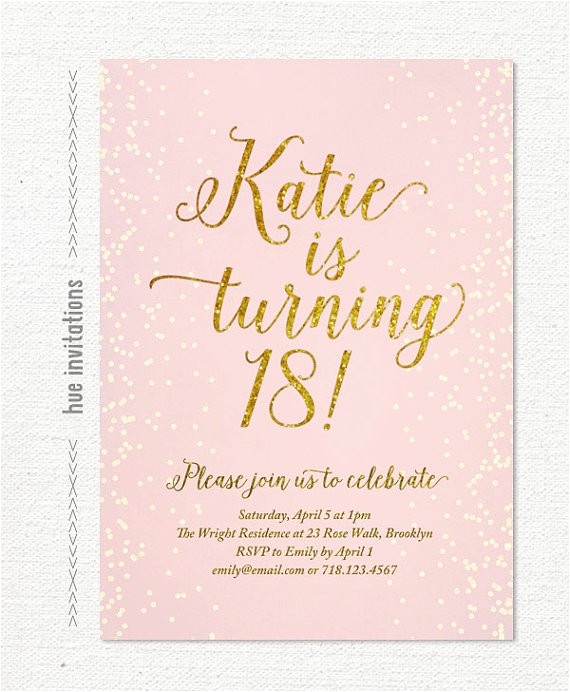 18th Birthday Invitation Sample Pink Gold Glitter 18th Birthday Invitation for by
