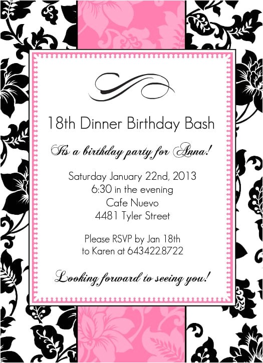 18th Birthday Invitation Templates Free Download 18 Birthday Invitation Template