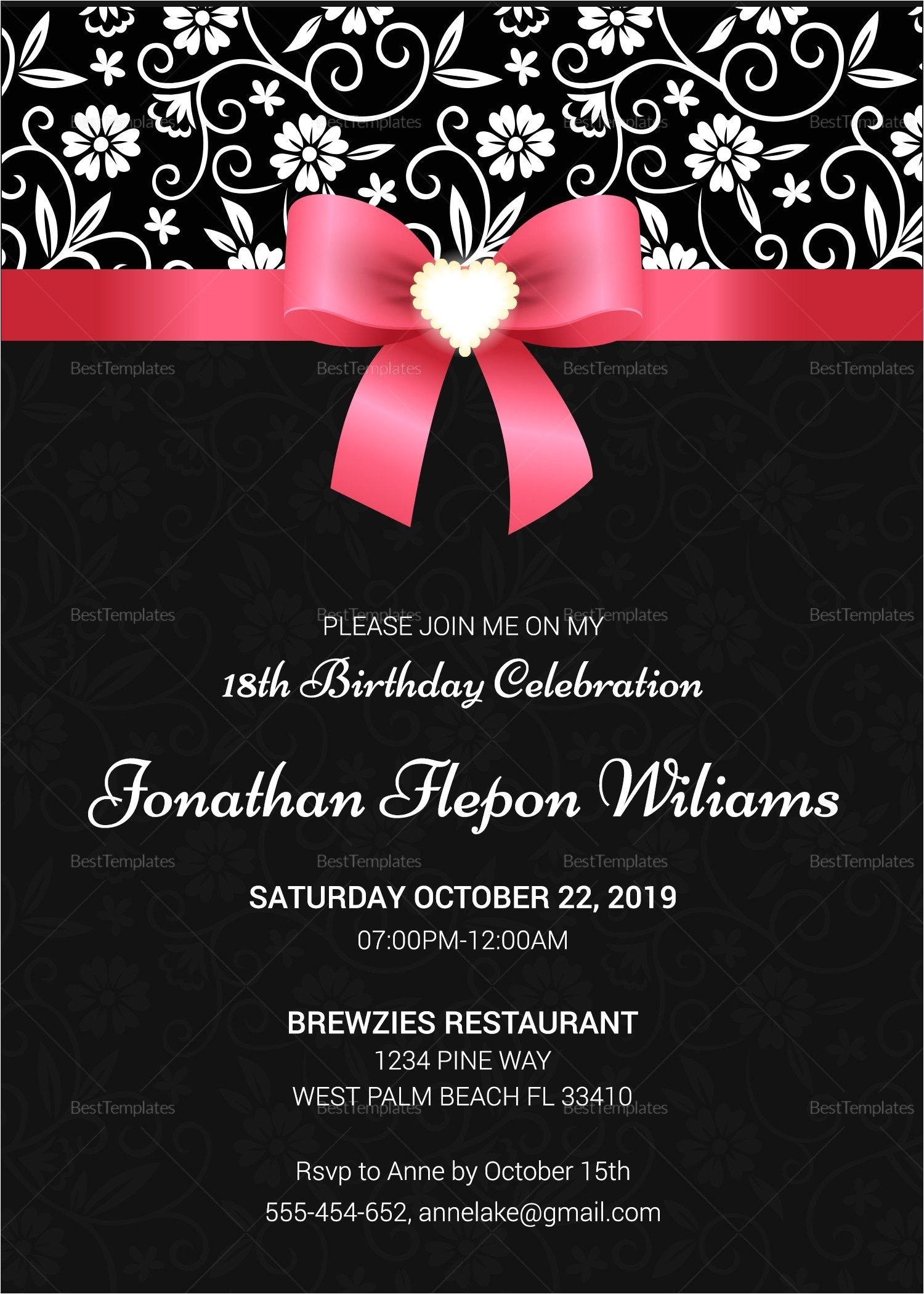 18th Birthday Invitation Templates Free Download Invitation Templates for 18th Birthday Party Fresh 18th