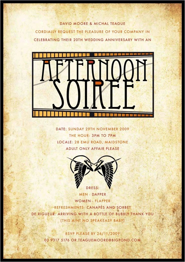 1920s Style Party Invitations 1920s Style Invitation