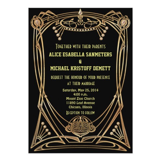 1920s Style Party Invitations Art Deco Gatsby Style Wedding Invitation 1920 S