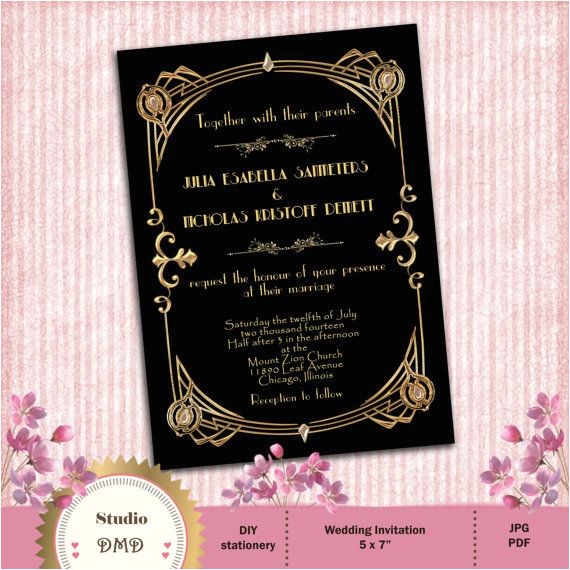 1920s Style Party Invitations Great Gatsby Style Art Deco Wedding Invitation 1920 S