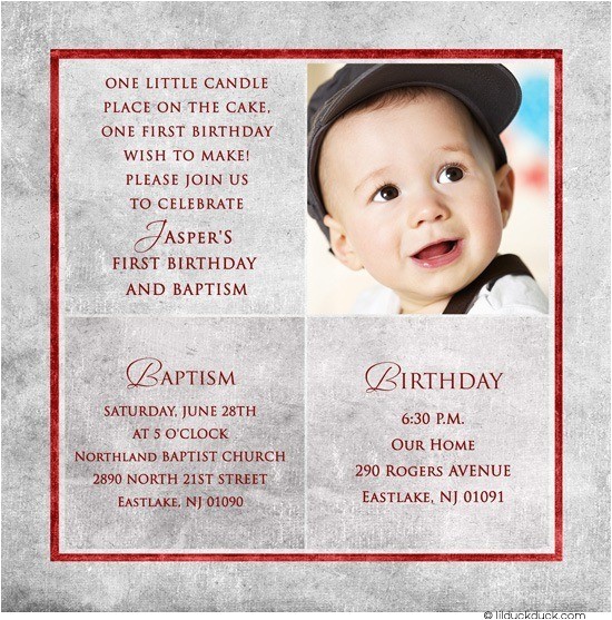 1st Birthday and Baptism Combined Invitations Square Baptism Invitations Christenings 1st Birthday