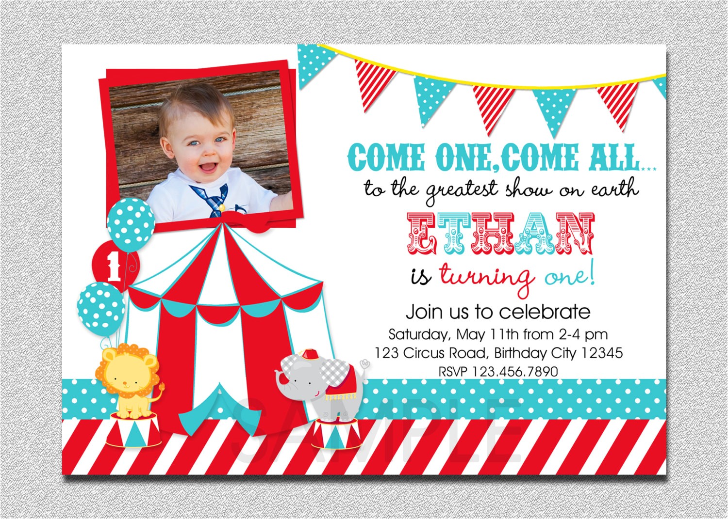 1st Birthday Carnival Invitations Circus Birthday Invitation 1st Birthday Circus Party