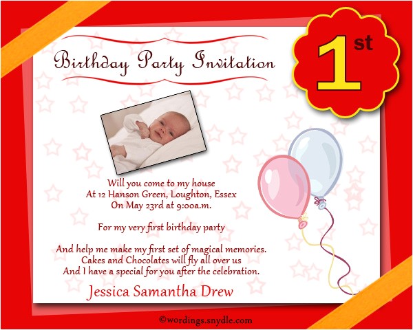 1st Birthday Invitation Card Wordings 1st Birthday Party Invitation Wording Wordings and Messages