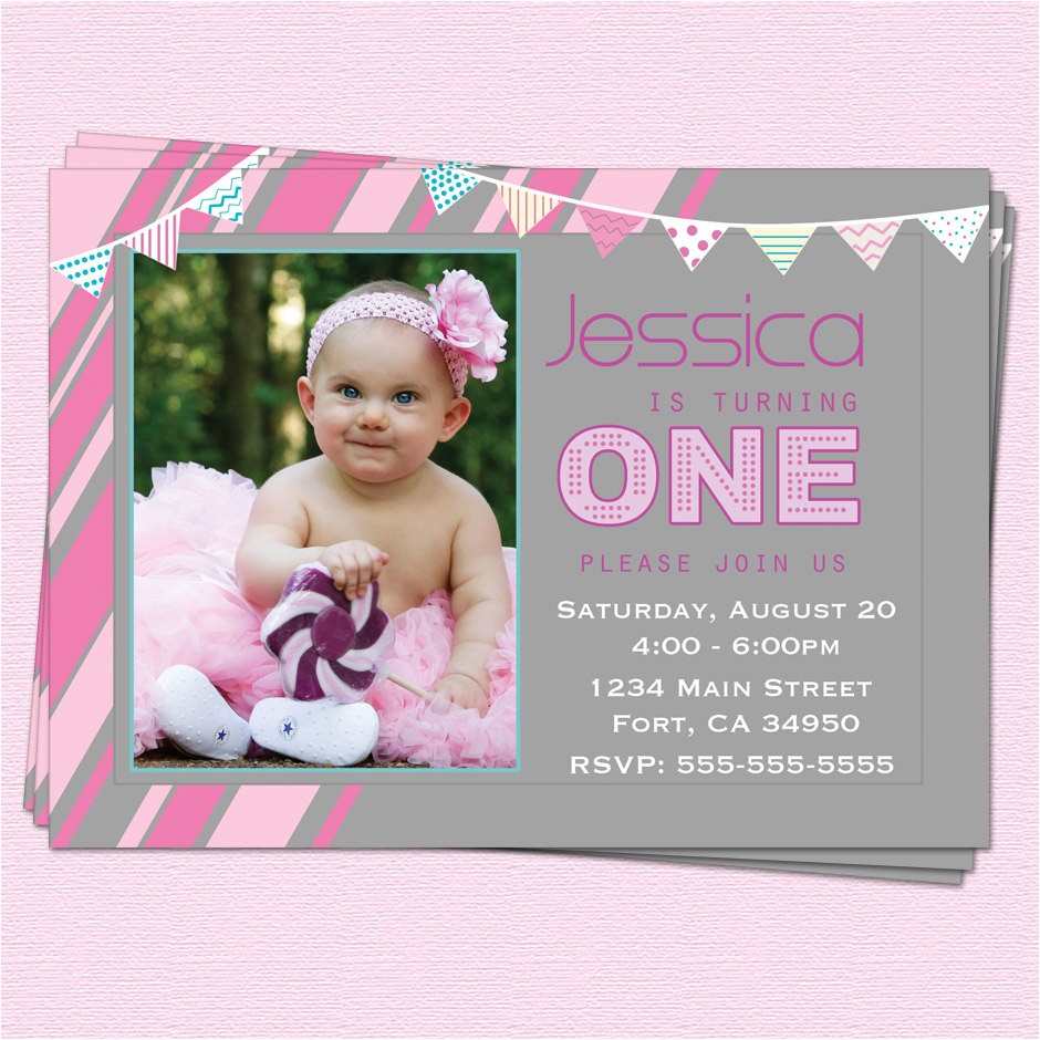 1st Birthday Invitation Sms for Baby Girl First Birthday Invitations Girl Birthday Invitation