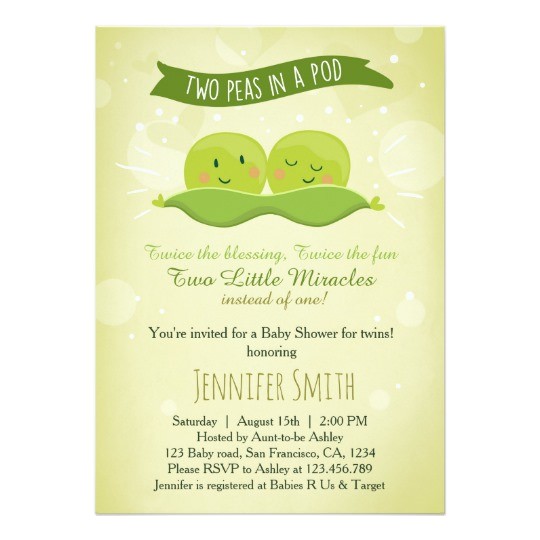 2 Peas In A Pod Baby Shower Invitations Twin Baby Shower Invitation Two Peas In A Pod