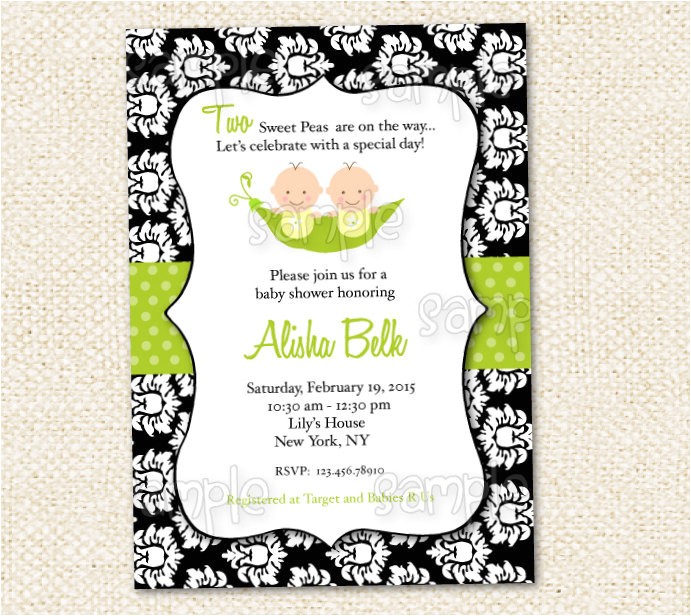 2 Peas In A Pod Baby Shower Invitations Two Peas In A Pod Baby Shower Invitation by Lollipopprints