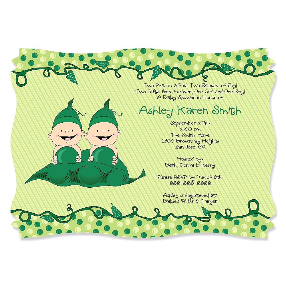 2 Peas In A Pod Baby Shower Invitations Two Peas In A Pod Baby Shower Invitations