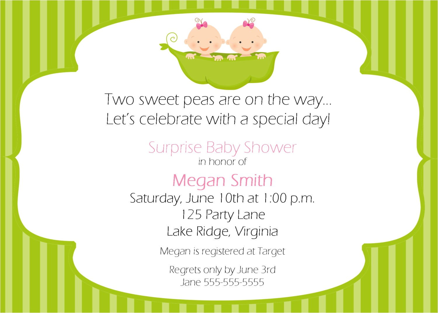 2 Peas In A Pod Baby Shower Invitations Two Peas In A Pod Baby Shower theme Ideas for Twin