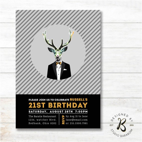21st Birthday Invitations Male 21st Birthday Invitation Adult Birthday Invitations for