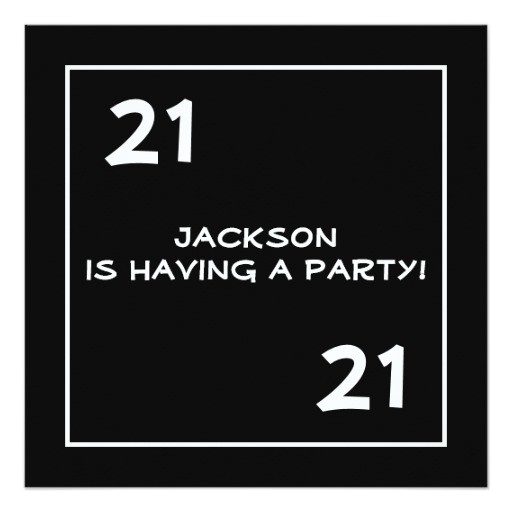 21st Birthday Invitations Male Male 21st Birthday Party Simple Black & White Invitation