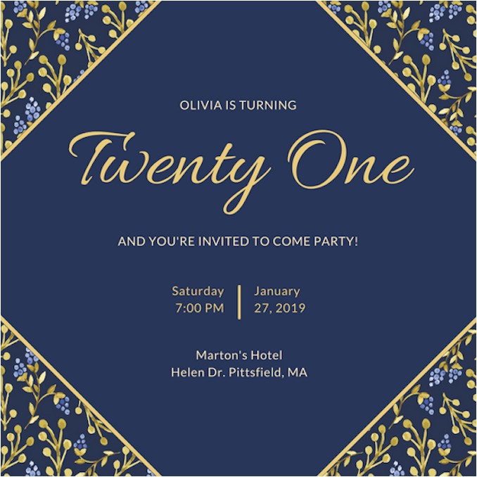 21st Birthday Invitations Templates Invitation Maker Design Your Own Custom Invitation Cards