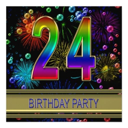 24th Birthday Invitations 24th Birthday Party Invitation with Bubbles