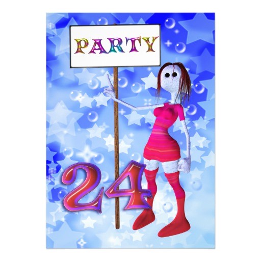 24th Birthday Invitations 24th Birthday Party Sign Board Invitation 5" X 7