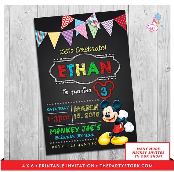2nd Birthday Invitation Wording Mickey Mouse Mickey Mouse Clubhouse Invitations Printable Personalized