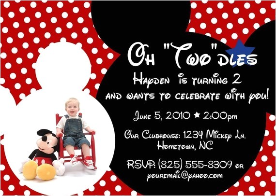 2nd Birthday Invitation Wording Mickey Mouse Oh Two Dles Birthday Party