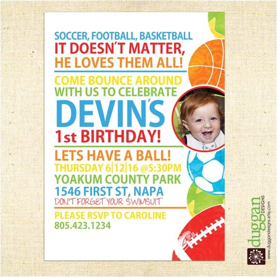 2nd Birthday Party Invitations Boy 2nd Birthday Boy Party Invitation Boys Sport and Balls