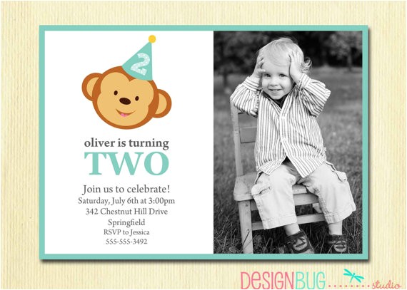 2nd Birthday Party Invitations Boy Boy S Birthday Monkey Invitation Baby Boy First