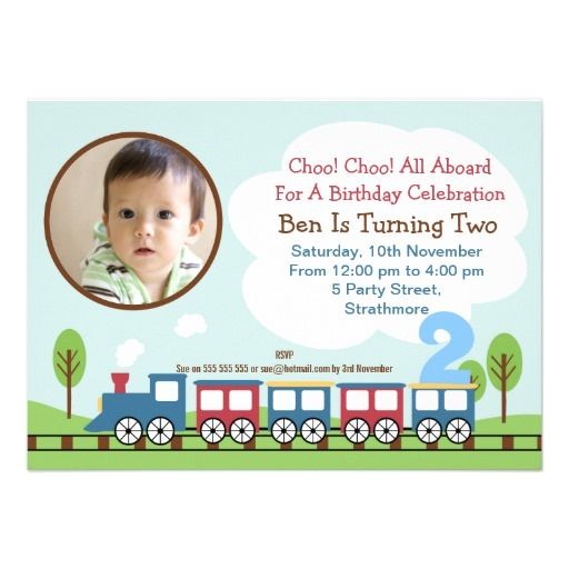 2nd Birthday Party Invitations Boy Boys Train 2nd Birthday Invitation