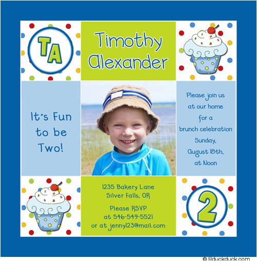 2nd Birthday Party Invitations Boy Cupcake Boy 2nd Birthday Invitation Cute & Sweet S