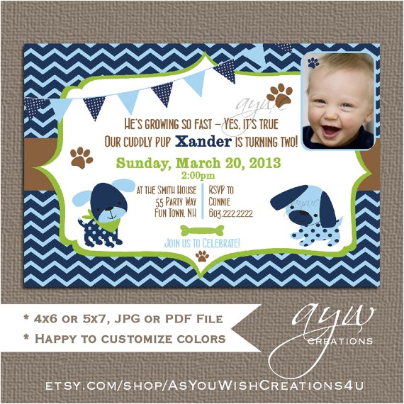 2nd Birthday Party Invitations Boy Dog Birthday Party Invitations Puppy Dog Party Invites 2nd