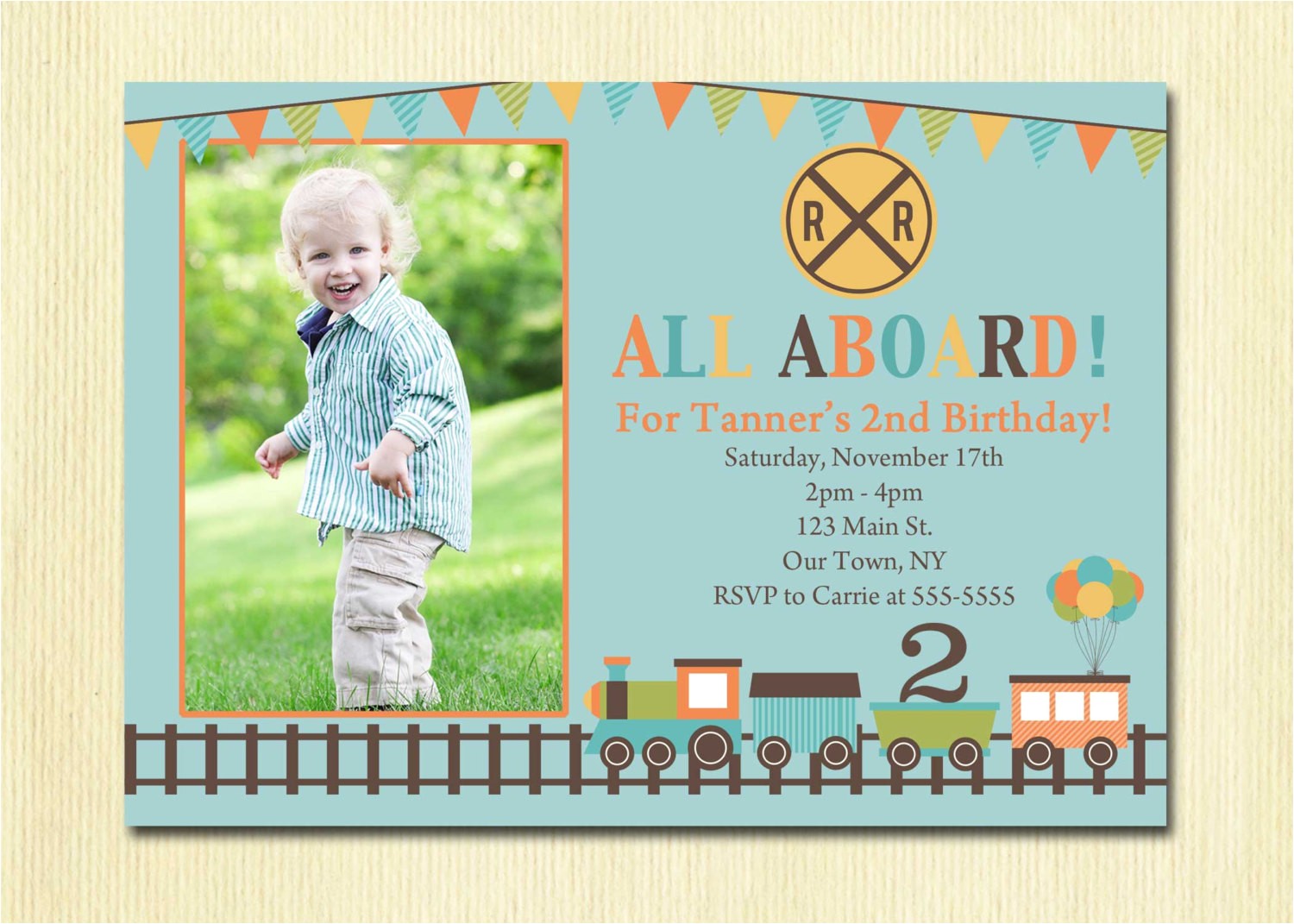 2nd Birthday Party Invitations Boy Train Birthday Invitation Boys 1st 2nd 3rd 4th by
