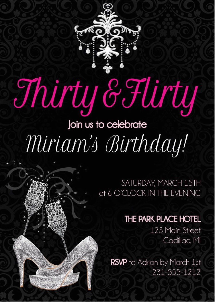 30th Birthday Invitation Templates Free Download Thirty and Flirty Adult Birthday Invitation Adult Birthday
