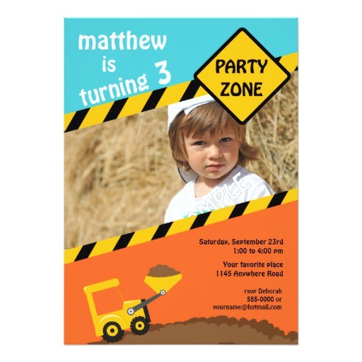 3rd Birthday Invitation Wording Boy Boys 3rd Birthday Construction Invitation
