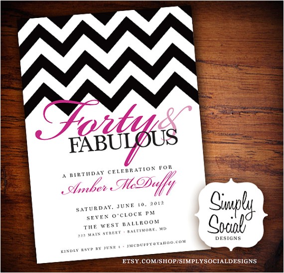 40th Bday Party Invites Items Similar to 40th Birthday Party Invitation with