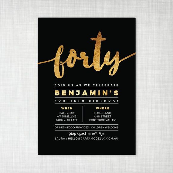 40th Birthday Dinner Invite Wording 40th Birthday Invitation