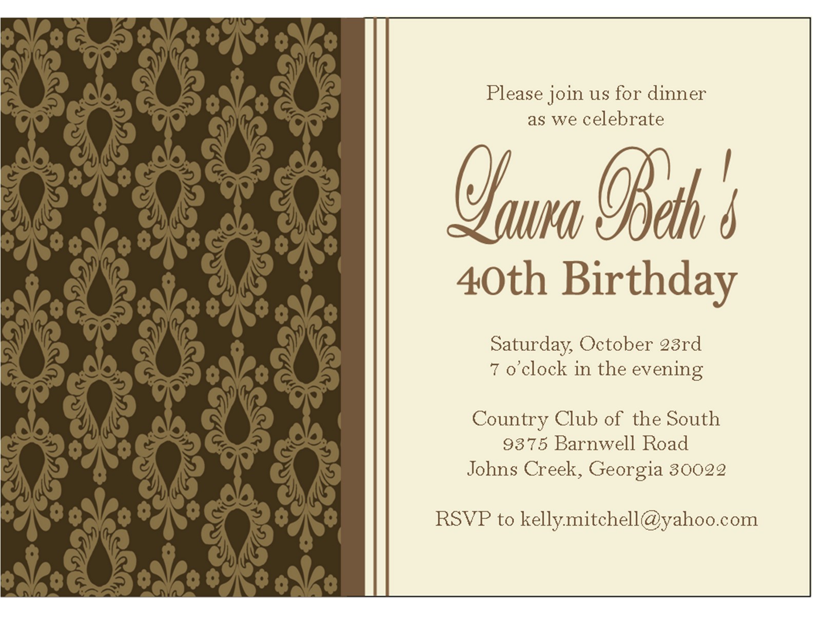 40th Birthday Dinner Invite Wording Dinner Party Invitation Wording