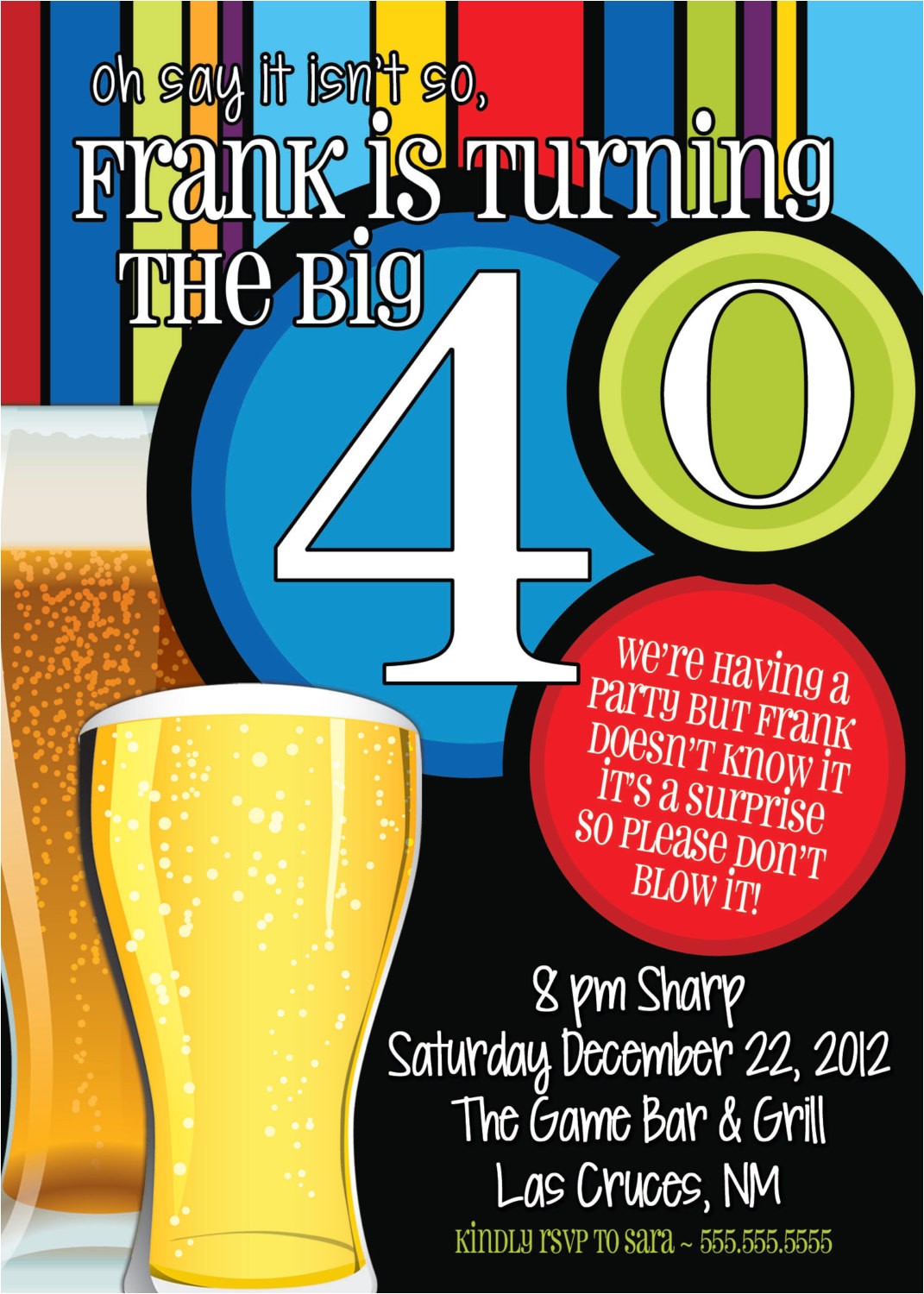 40th Birthday Invitation Wording for Man 40th Birthday Surprise Party Invitations Beer Men by