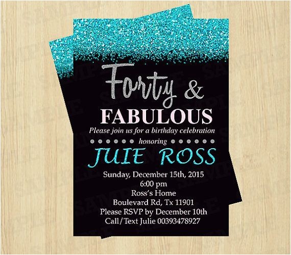 40th Birthday Invitations Female 40th Birthday Invitation Women forty and Fabulous by