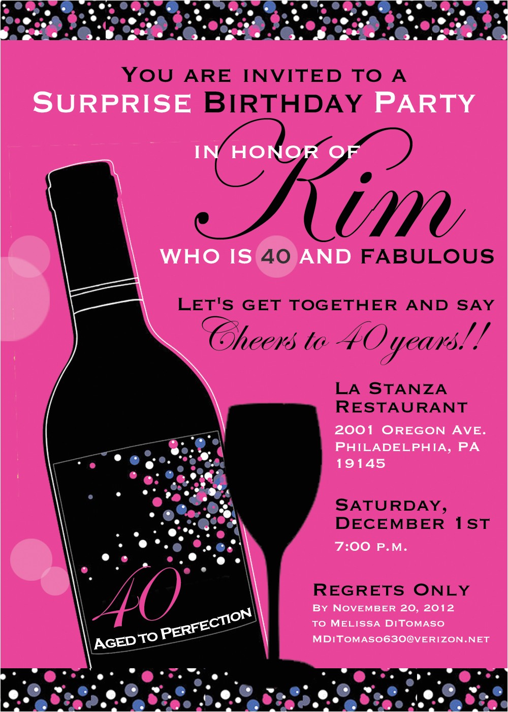 40th Birthday Invitations Female Birthday Professional Print Web Design