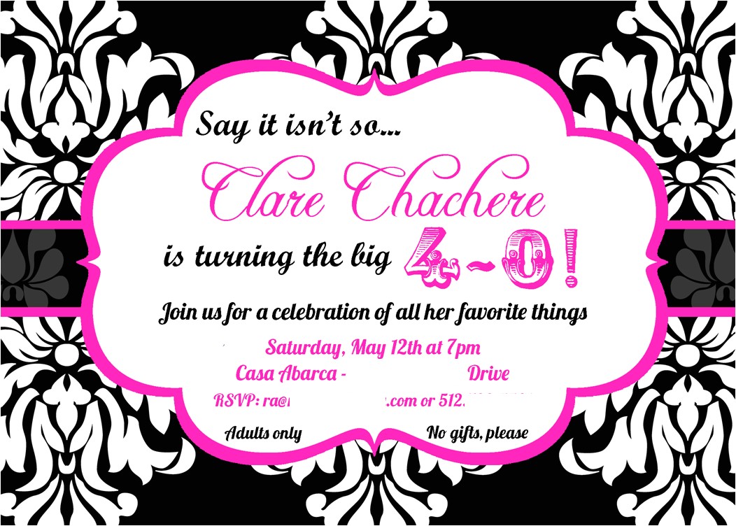 40th Birthday Invite Wording for Her 40th Birthday Invitations for Her Free Invitations Ideas