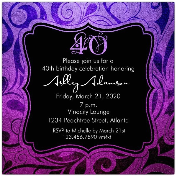 40th Birthday Invite Wording for Her Brilliant Emblem 40th Birthday Party Invitations Paperstyle
