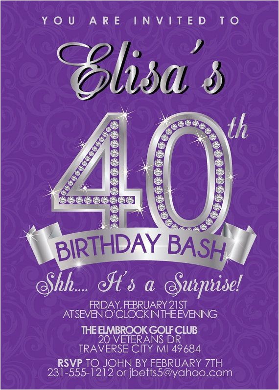 40th Birthday Invite Wording for Her Surprise 40th Birthday Party Invitation Wording