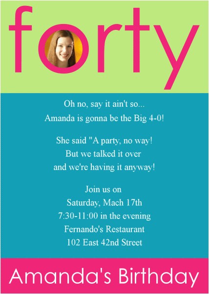 40th Birthday Party Invitation Wording Funny Invitations for 40th Birthday Quotes Quotesgram