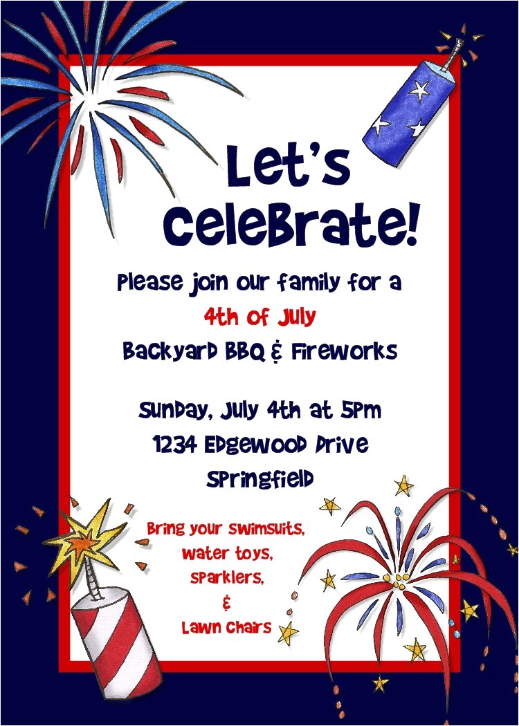 4th Of July Party Invite Template Bear River Greetings 4th Of July Party Invitation