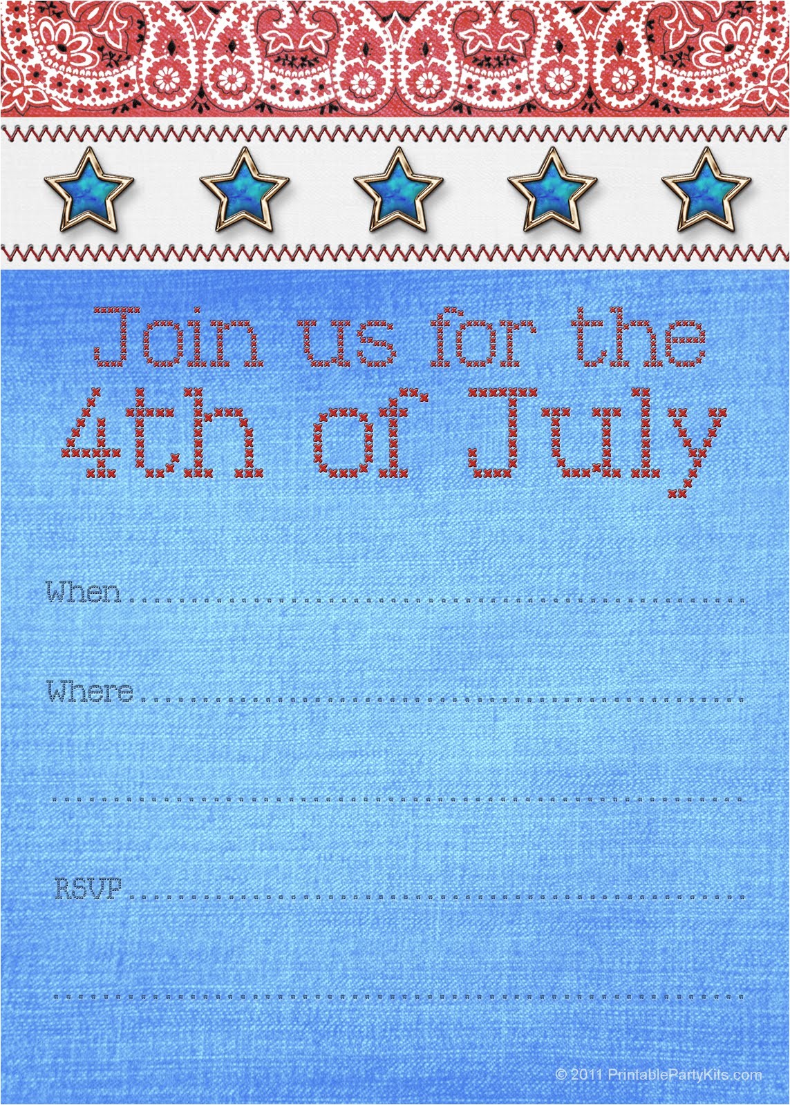 4th Of July Party Invite Template Free Printable Party Invitations Fourth Of July