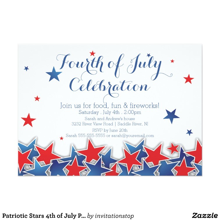 4th Of July Party Invite Template Patriotic Stars 4th Of July Party Invitation