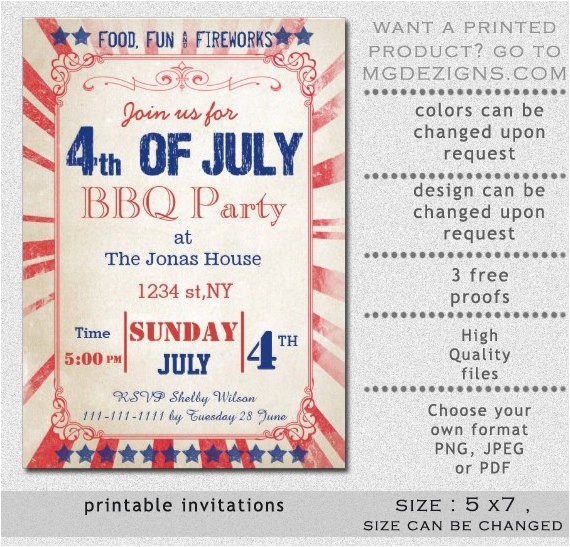 4th Of July Party Invite Template Printable Rustic 4th Of July Party Invitation Templates