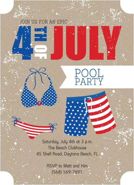 4th Of July Pool Party Invite 4th July Summer Pool Party Invitation